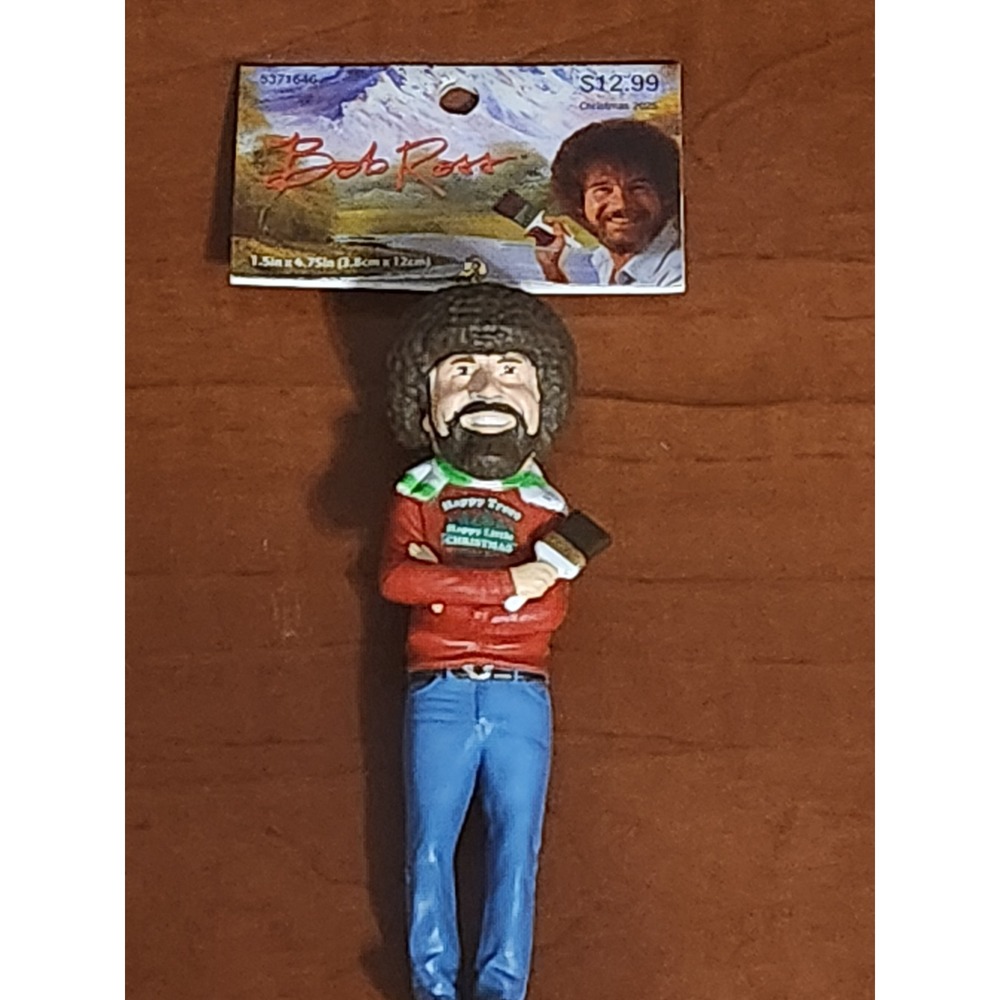 Bob Ross Kurt S Adler Christmas Ornament Happy Trees Red Sweater Figurine 4.75in